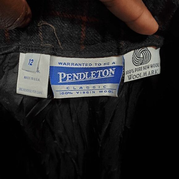 Pendleton Pants Womens 12 Black Plaid Dress Wool Classic Fit Flat Front Vintage - Picture 2 of 9